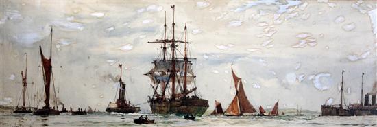Charles Edward Dixon (1872-1934) Off Tilbury, 10 x 30in.
